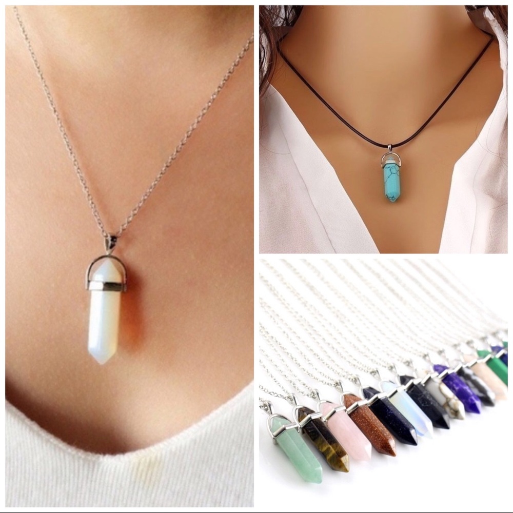 Natural Point Crystal Stone Pendants